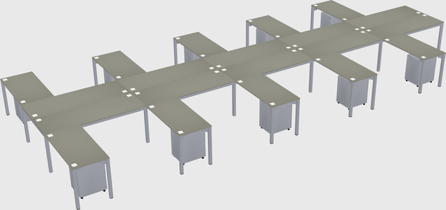 Shared l-shaped desk