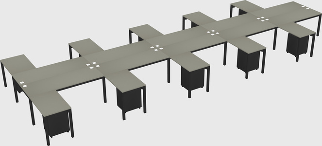 Shared l-shaped desk