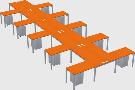 Shared l-shaped desk