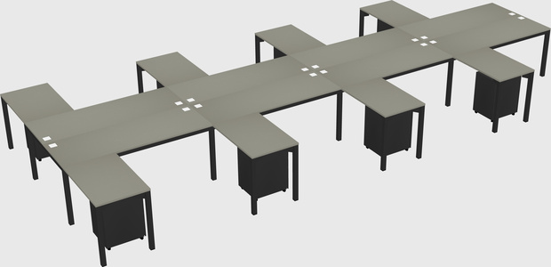 Shared l-shaped desk