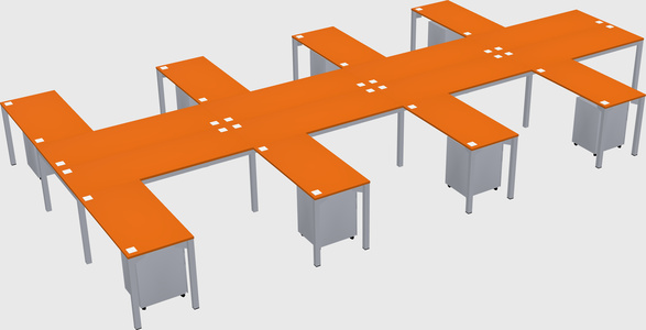 Shared l-shaped desk