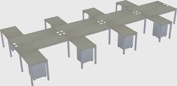 Shared l-shaped desk