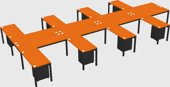 Shared l-shaped desk