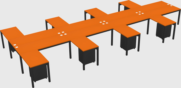 Shared l-shaped desk