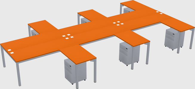 Shared l-shaped desk
