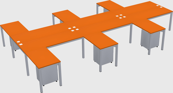 Shared l-shaped desk