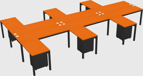 Shared l-shaped desk