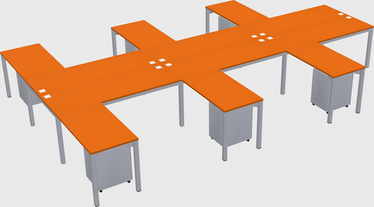 Shared l-shaped desk