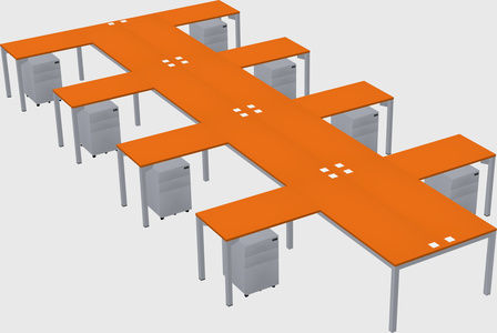 Shared l-shaped desk