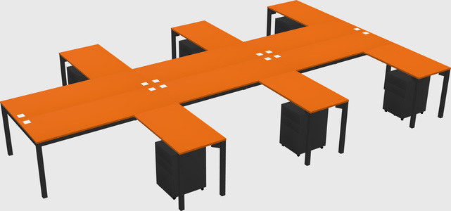 Shared l-shaped desk