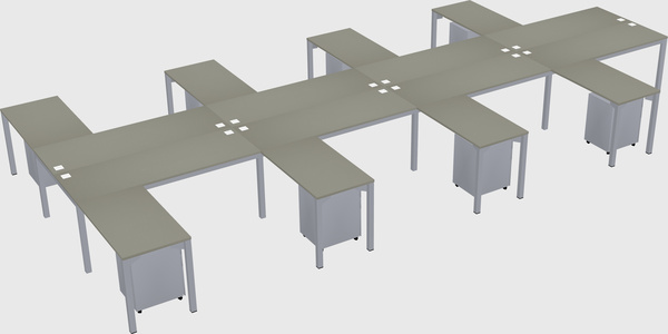 Shared l-shaped desk