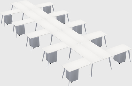 Shared l-shaped office desk system