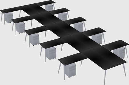 Shared l-shaped office desk system