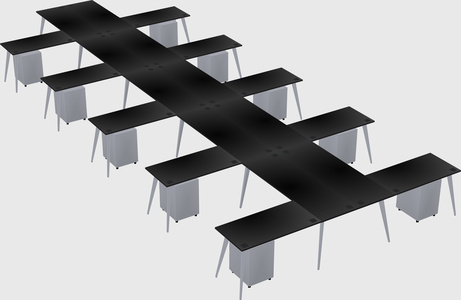 Shared l-shaped office desk system