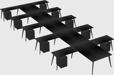 Shared l-shaped office desk system