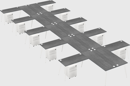 Shared l-shaped office desk system
