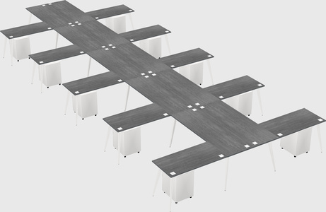 Shared l-shaped office desk system