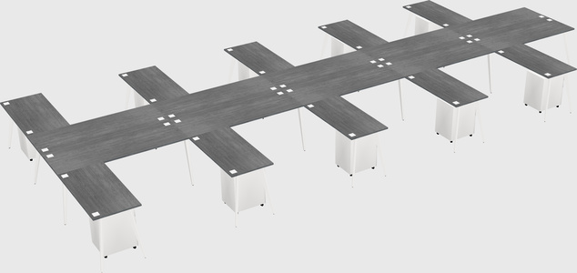 Shared l-shaped office desk system