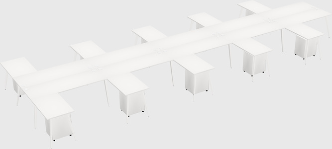 Shared l-shaped office desk system