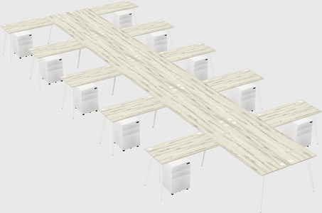 Shared l-shaped office desk system
