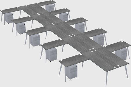 Shared l-shaped office desk system