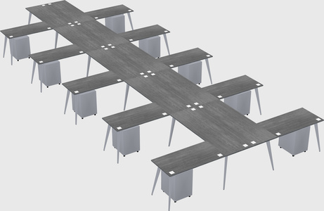 Shared l-shaped office desk system