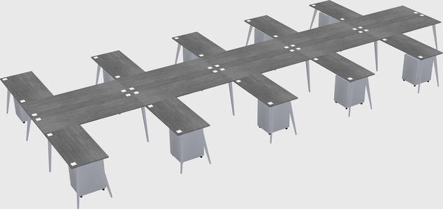 Shared l-shaped office desk system