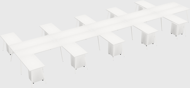 Shared l-shaped office desk system