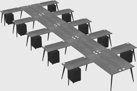 Shared l-shaped office desk system