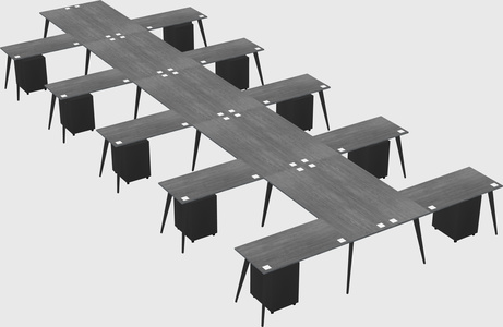 Shared l-shaped office desk system