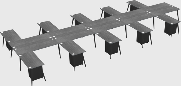 Shared l-shaped office desk system