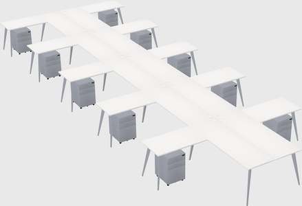 Shared l-shaped office desk system