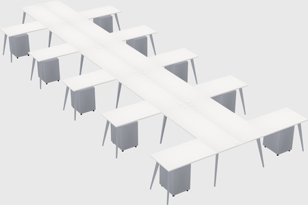Shared l-shaped office desk system