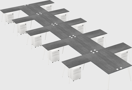 Shared l-shaped office desk system