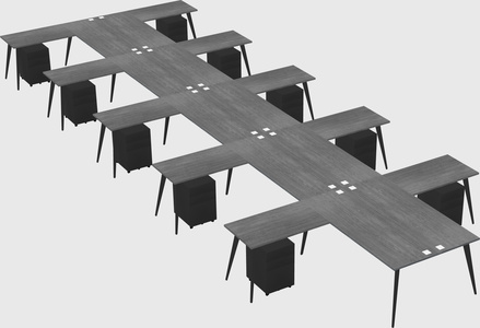Shared l-shaped office desk system