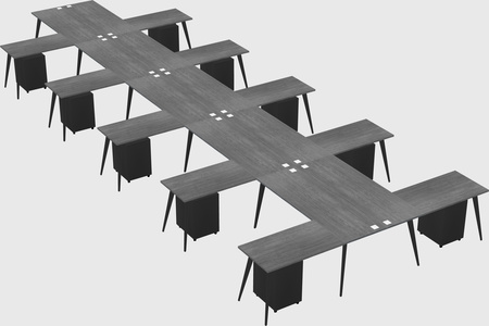 Shared l-shaped office desk system