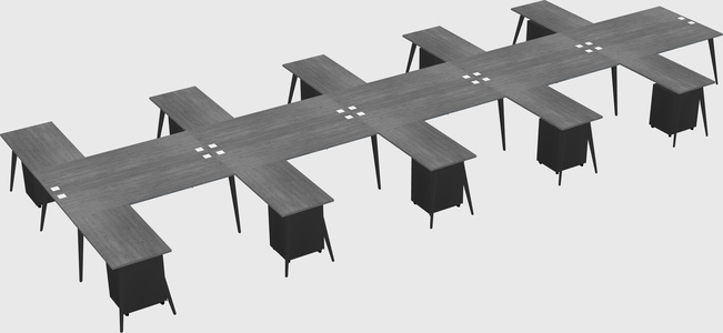 Shared l-shaped office desk system