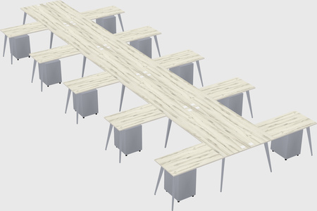 Shared l-shaped office desk system