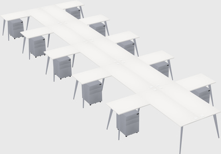 Shared l-shaped office desk system
