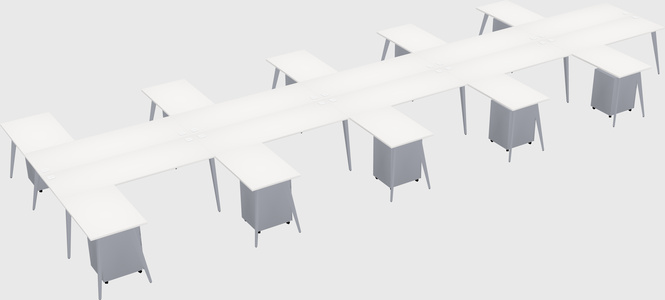 Shared l-shaped office desk system