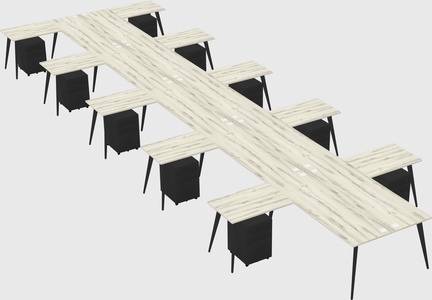 Shared l-shaped office desk system