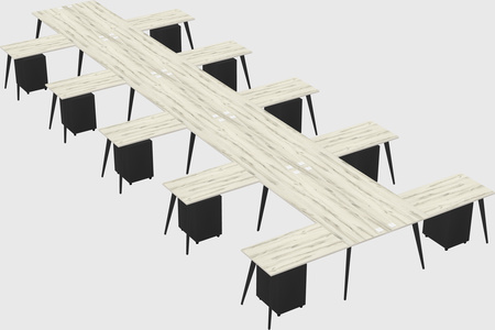 Shared l-shaped office desk system
