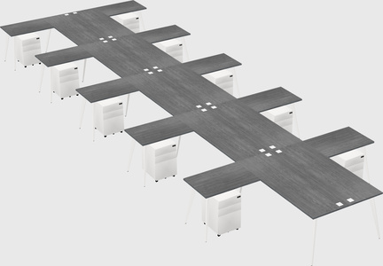 Shared l-shaped office desk system