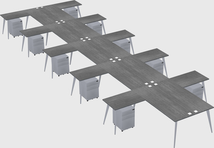 Shared l-shaped office desk system