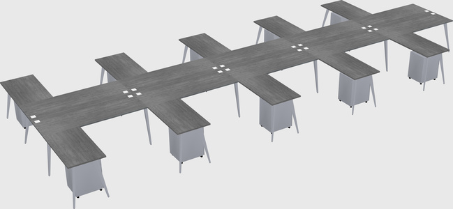 Shared l-shaped office desk system