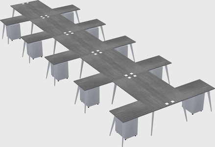 Shared l-shaped office desk system