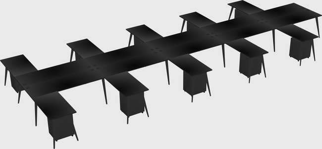 Shared l-shaped office desk system