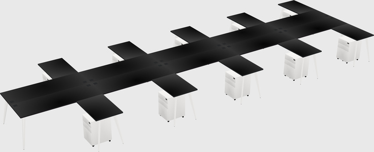 Shared L-shaped Office Desk System