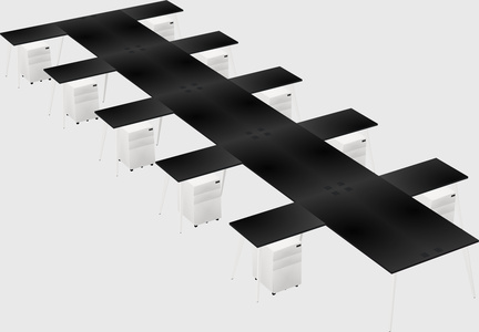 Shared l-shaped office desk system