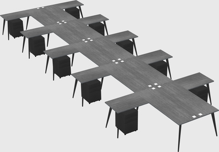 Shared l-shaped office desk system